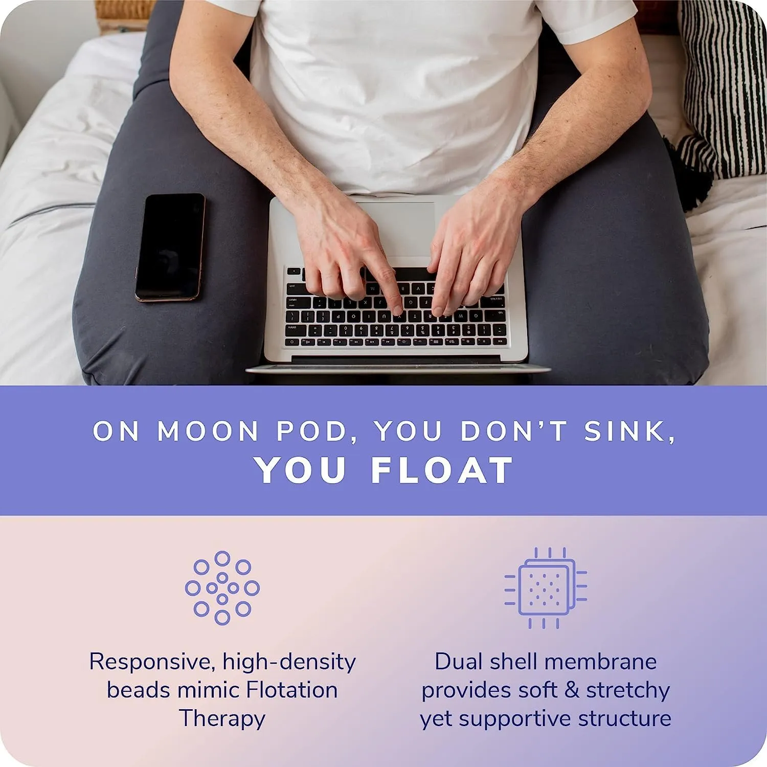 Moon Pod Crescent Backrest for Bean Bag Chair, Charcoal - The Zero-Gravity Beanbag for Stress, Anxiety, & All Day Deep Relaxation - Ultra Soft & Ergonomic Support for Back & Neck- For The Whole Family