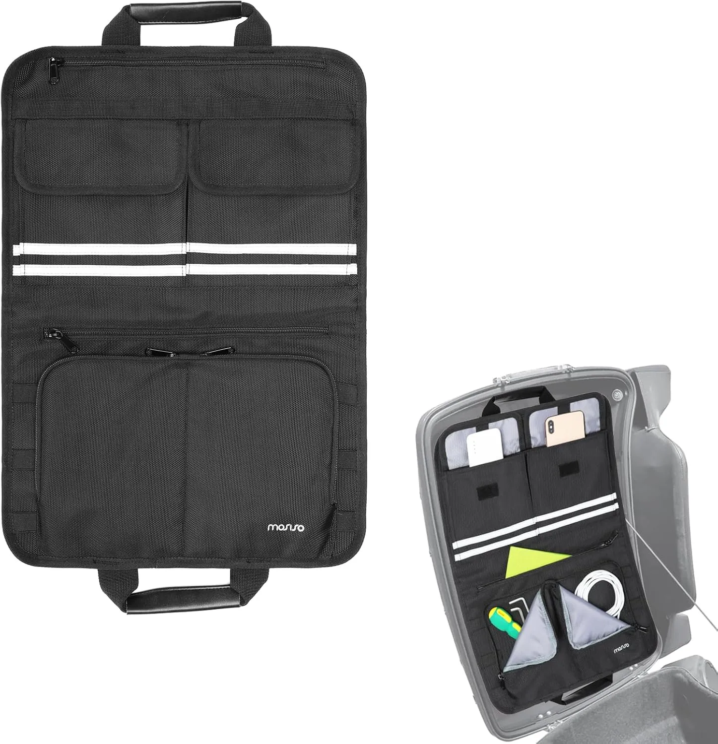 MOSISO Tour Pack Pak Trunk Lid Organizer Pouch Tool Luggage Storage Bag Compatible with Harley Road Glide Street Glide Electra Glide Touring Road King with Tour-Pak Luggage, Black