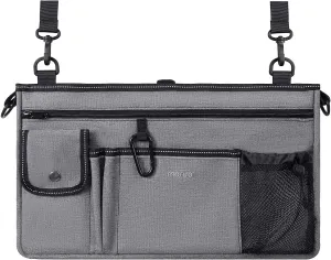 MOSISO Walker Bag with Cup Holder, Folding Walker Basket Storage Bag, Large Capacity Organizer Pouch with Reflective Strip for Most Foldable/Universal Walkers, Wheelchairs, Gray