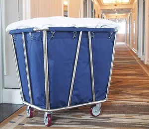 Movable Trolleys Laundry Basket Cart Heavy-Duty Rolling Laundry Sorter Cart on Wheels Wheeled Hotel Trolley Bin with Removable Bag