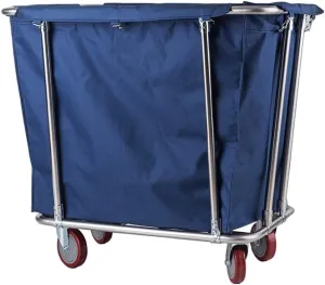 Movable Trolleys Storage Rack Serving Cart Cart Houseware Heavy-Duty Rolling Laundry Hamper Sorter Cart,Wheeled Commercial Hotel Trolley Bin with Removable Bag/Blue