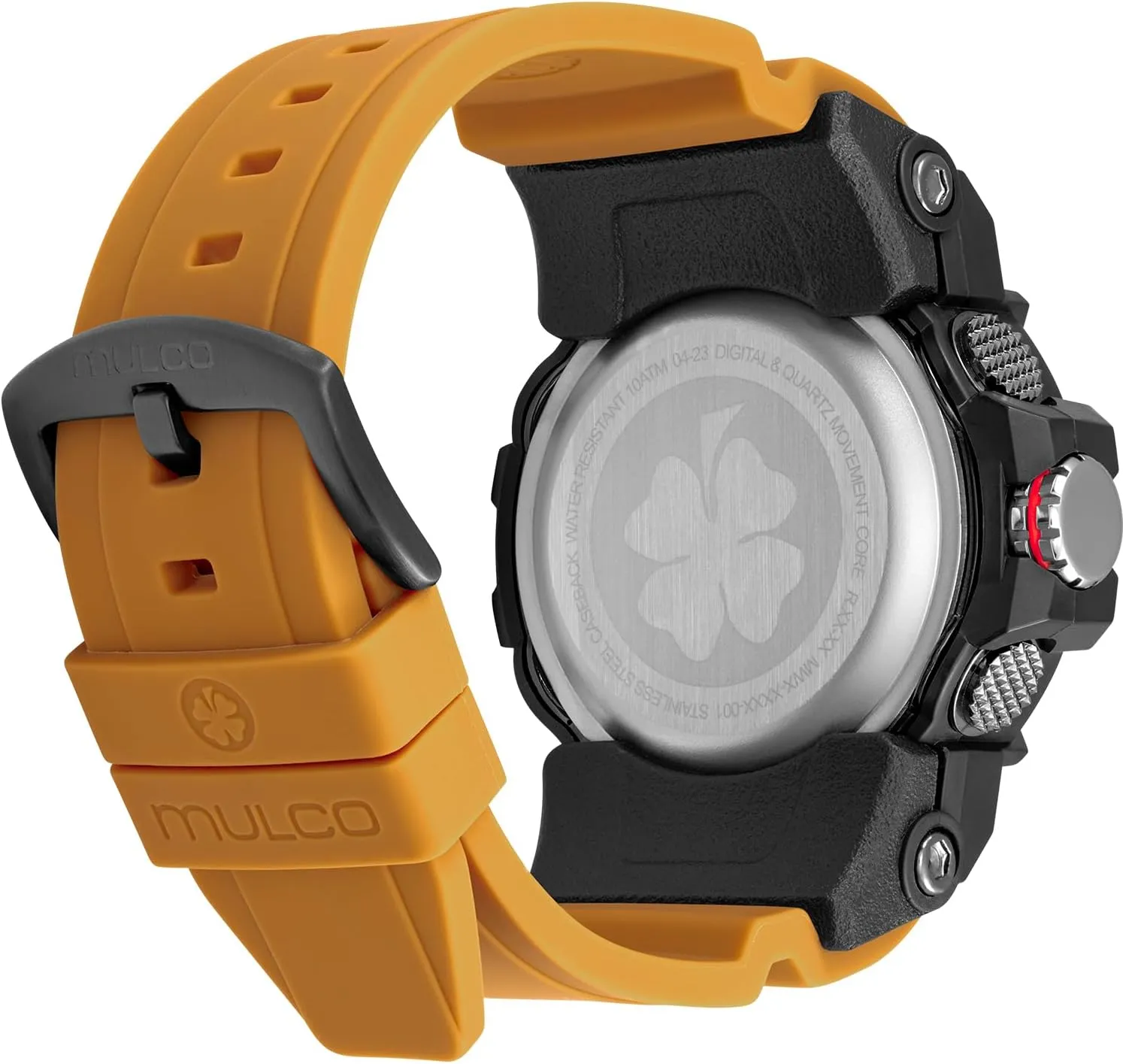 MULCO Watches for Men - Digital Watch & Analog Sport Watch, Black Stainless Steel Quartz with White Wrist Silicone Band, Large Face Premium Analog Display, 100m - Waterproof