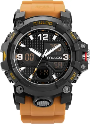 MULCO Watches for Men - Digital Watch & Analog Sport Watch, Black Stainless Steel Quartz with White Wrist Silicone Band, Large Face Premium Analog Display, 100m - Waterproof