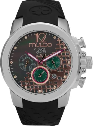 MULCO Watches for Women - Era, Silver Stainless Steel Case with Wrist Silicone Band, Quartz Multifunctional Movement, Large Face Analog Display - Crystals Stones and Rose Gold Accents, 100m Water Resistant - Waterproof