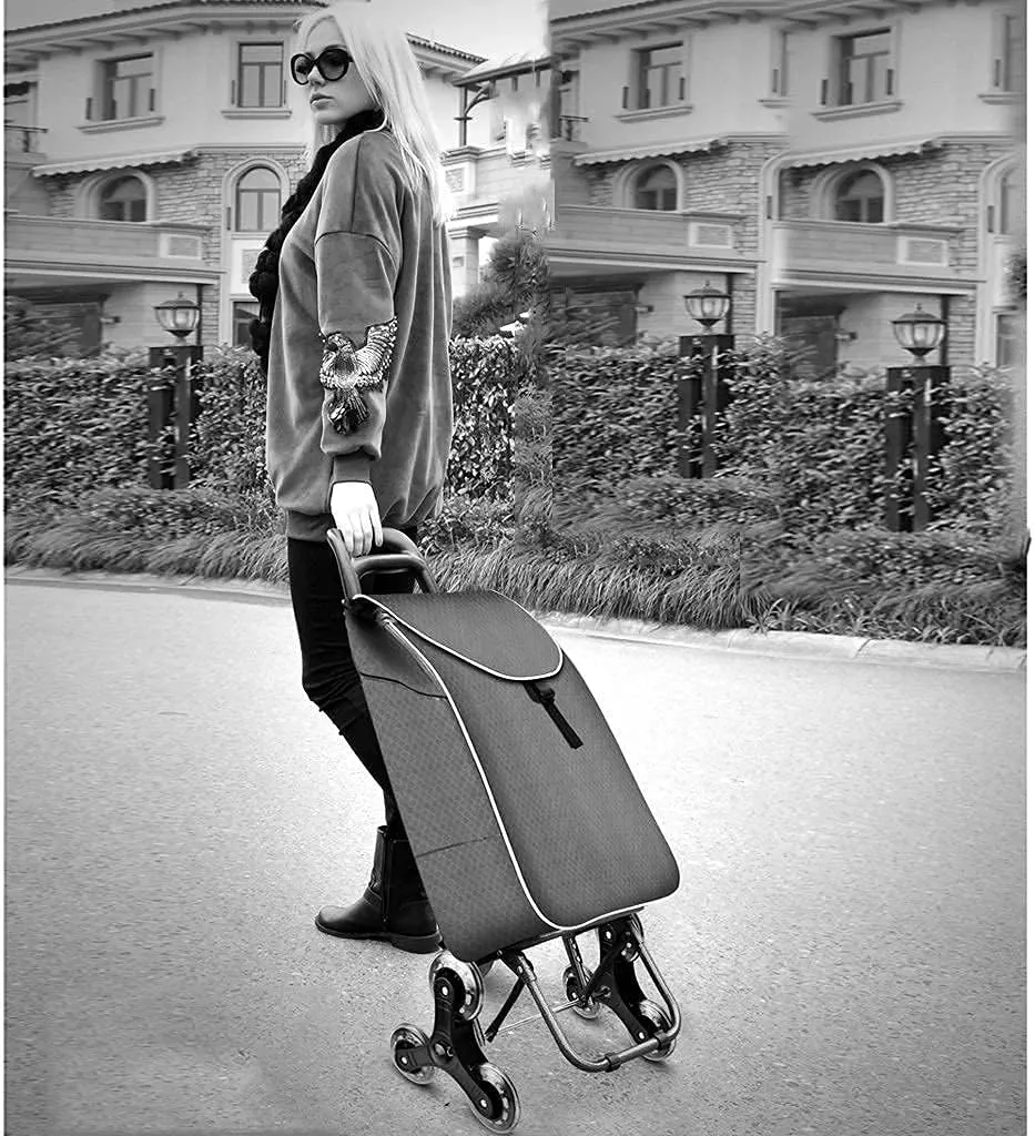 Multi Function Shopping Trolley with wheelss,Kitchen Storage Utility-Carts Shopping Cart Climbing Grocery Shopping Cart/Travel Luggage Foldable Portable Elderly