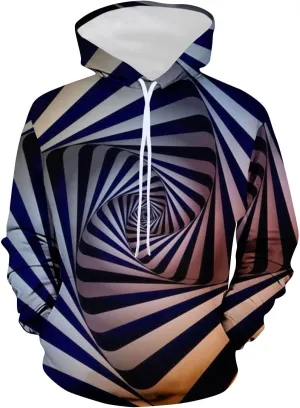 Muscularfit Long Sleeve T-Shirt Sweatshirts for Men Drawstring 3D Dizziness Print Graphic Pullover Casual Lightweight Hoodies
