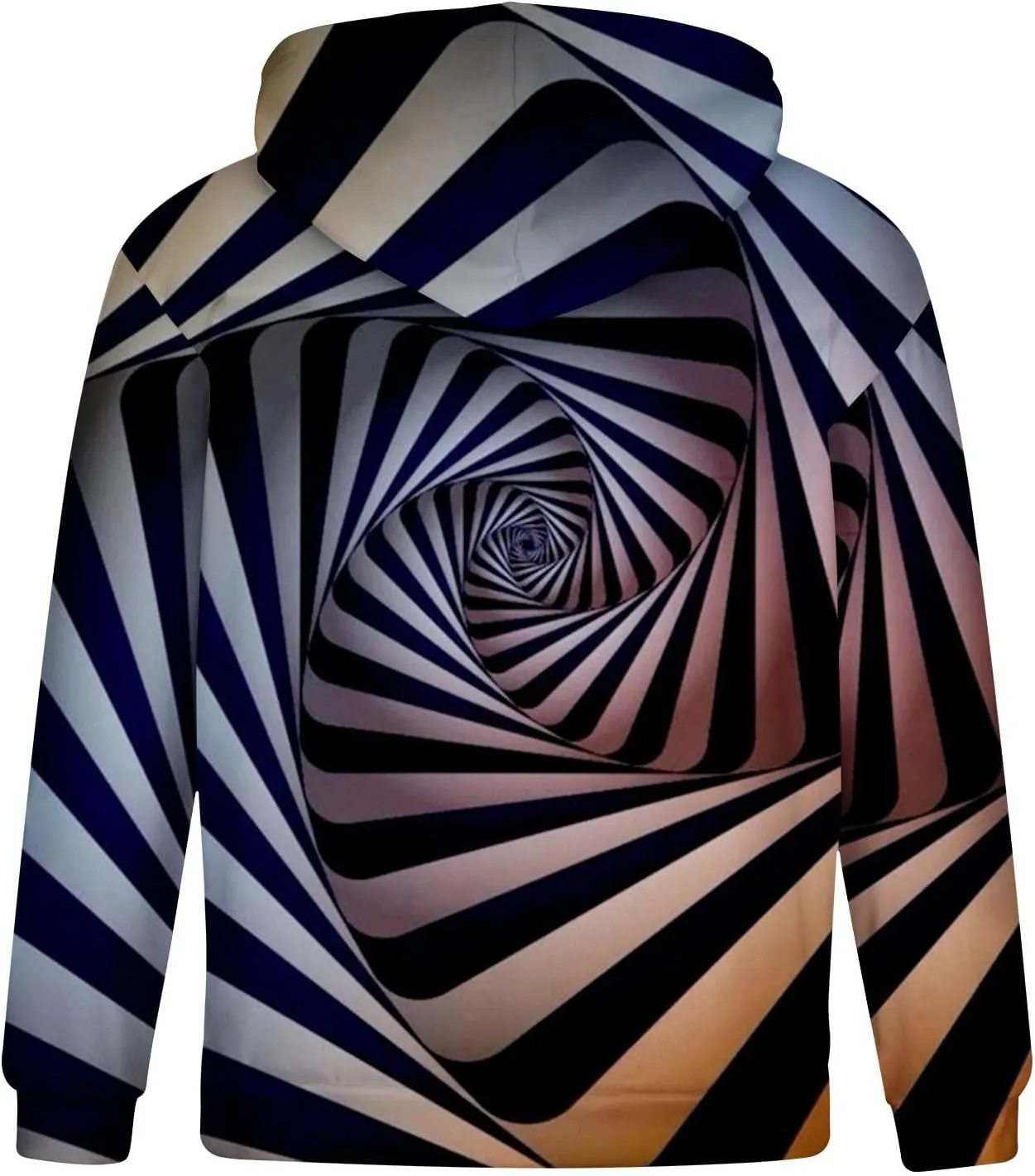 Muscularfit Long Sleeve T-Shirt Sweatshirts for Men Drawstring 3D Dizziness Print Graphic Pullover Casual Lightweight Hoodies