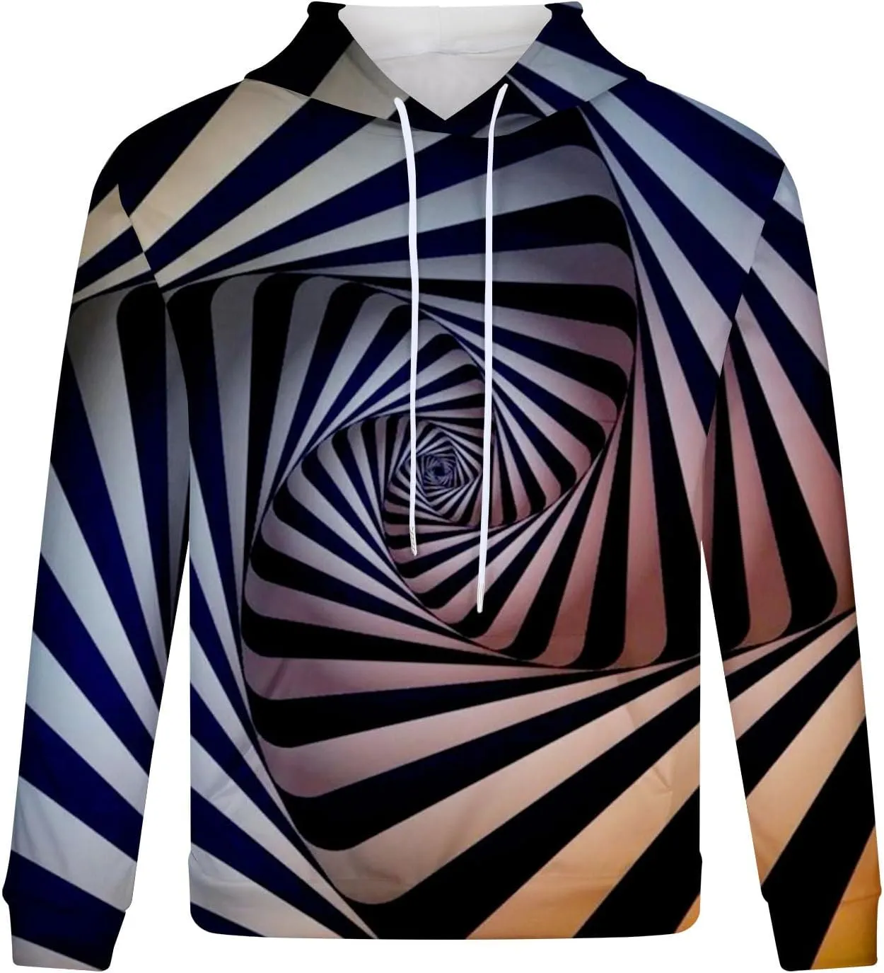 Muscularfit Long Sleeve T-Shirt Sweatshirts for Men Drawstring 3D Dizziness Print Graphic Pullover Casual Lightweight Hoodies