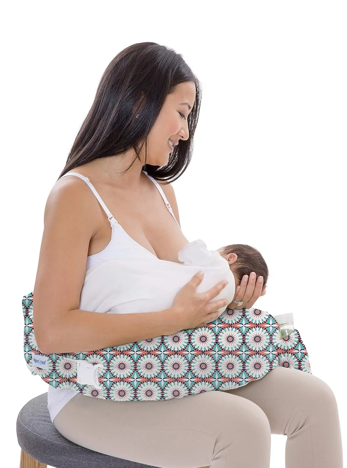 My Brest Friend Original Nursing Pillow Enhanced Ergonomics Essential Breastfeeding Pillow Support For Mom & Baby W/ Convenient Side Pocket, Double Straps & Slipcover, Coral