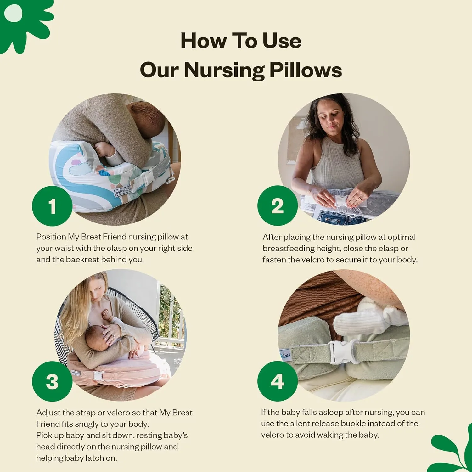 My Brest Friend Original Nursing Pillow Enhanced Ergonomics Essential Breastfeeding Pillow Support For Mom & Baby W/ Convenient Side Pocket, Double Straps & Slipcover, Grey Flowing Fans