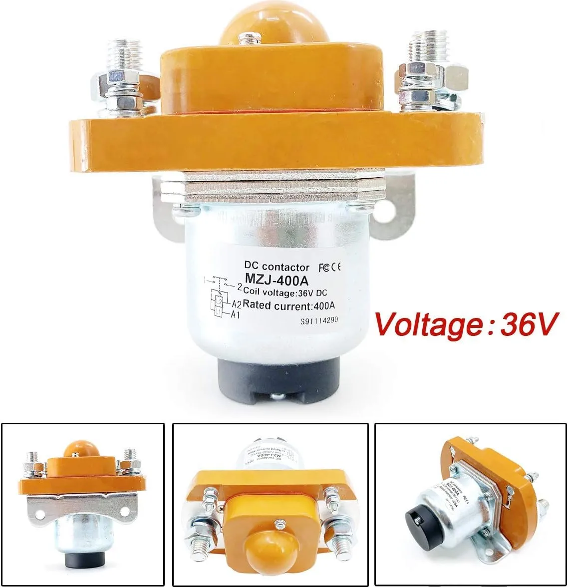 MZJ-400A Solenoid Contactor for Golf Cart, 36V 400A Contactor Solenoid Heavy Duty for Golf Cart Direct Replacement