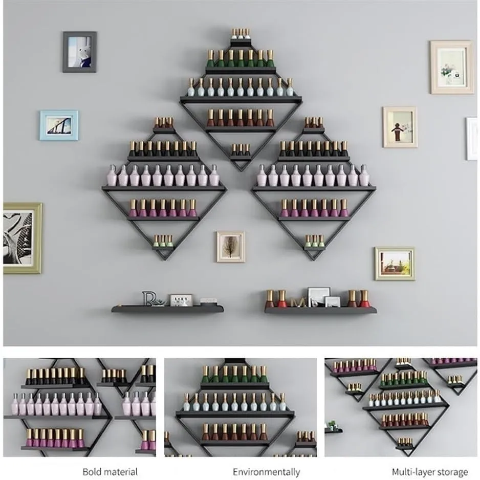 Nail Polish Rack for Wall, Diamond-Shaped Wall Nail Polish Organizer, 7PCS/11PCS Wall Mounted Rack, Nail Supplies Display Shelf, Perfume Storage Shelf, Hanging Salon Organizer Holder(White,7-piece set