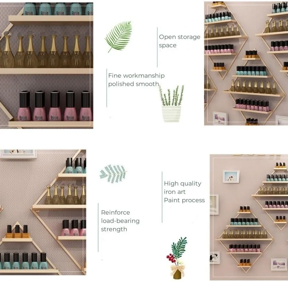 Nail Polish Rack for Wall, Diamond-Shaped Wall Nail Polish Organizer, 7PCS/11PCS Wall Mounted Rack, Nail Supplies Display Shelf, Perfume Storage Shelf, Hanging Salon Organizer Holder(White,7-piece set