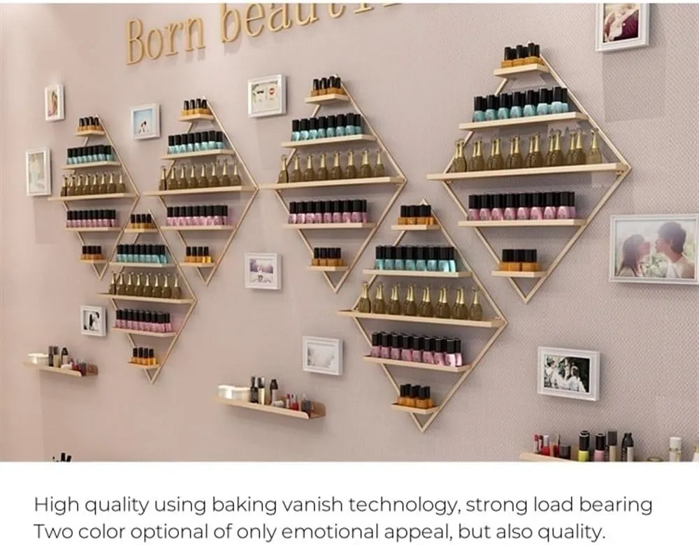Nail Polish Rack for Wall, Diamond-Shaped Wall Nail Polish Organizer, 7PCS/11PCS Wall Mounted Rack, Nail Supplies Display Shelf, Perfume Storage Shelf, Hanging Salon Organizer Holder(White,7-piece set