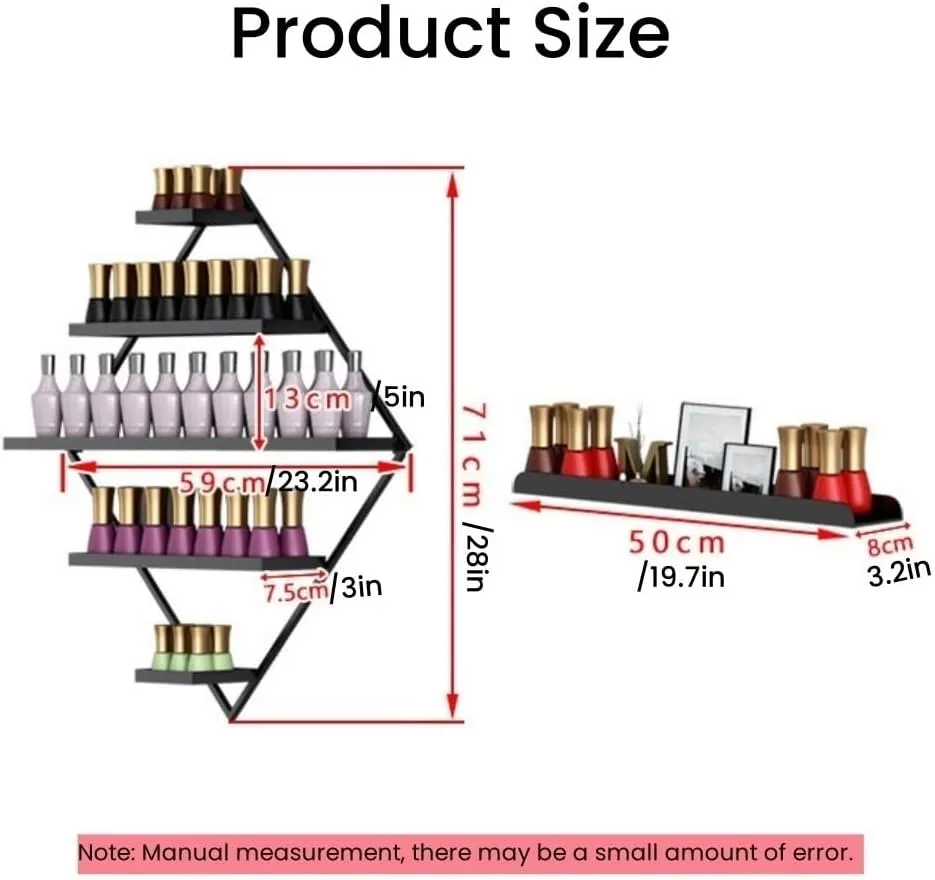 Nail Polish Rack for Wall, Diamond-Shaped Wall Nail Polish Organizer, 7PCS/11PCS Wall Mounted Rack, Nail Supplies Display Shelf, Perfume Storage Shelf, Hanging Salon Organizer Holder(White,7-piece set