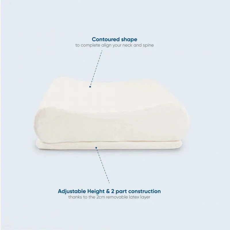 Naturelle Latex Pillow - Contoured, Adjustable, 3 Size Options