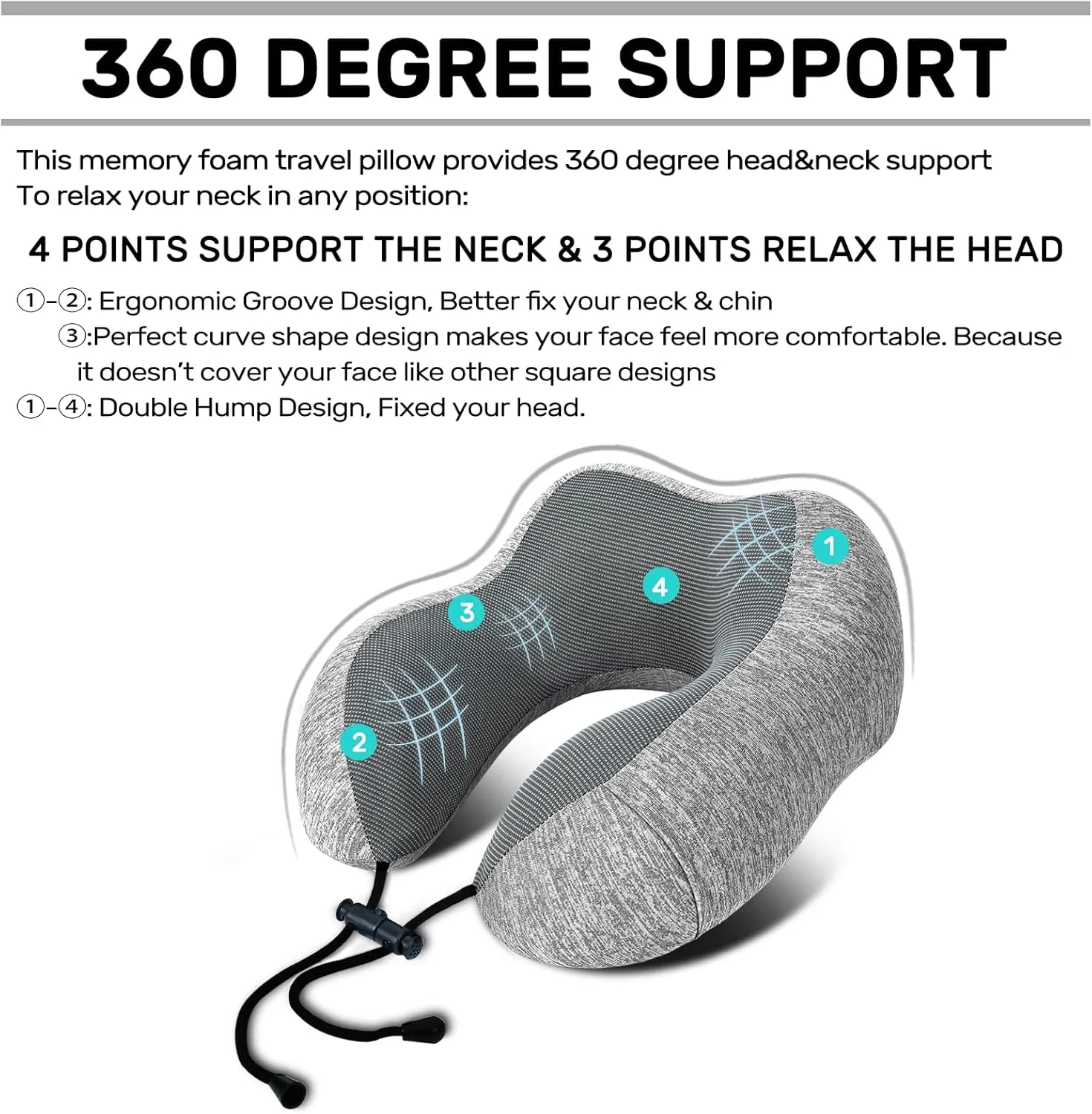 Neck Pillow Airplane-2 Pack Memory Foam Travel Pillow, Soft & Support Travel Neck Pillow for Travelling, Sleeping Rest, Car, Train and Home Use (Pink&Grey)