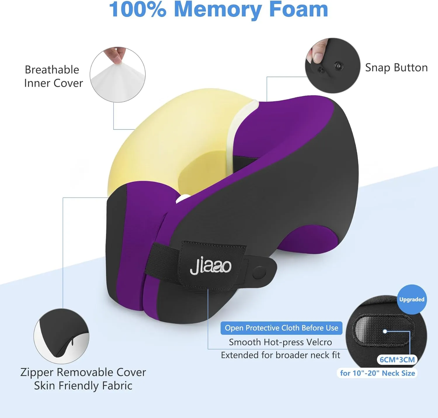 Neck Pillow Airplane, Ergonomic Memory Foam Travel Pillows for Long Flights, 3D Eye Masks, Ear Plugs and Portable Drawstring Bag, Napping Pillow for Home, Sleep Rest, Family and Travel Use