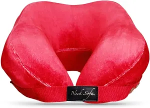 Neck Support Pillow, Ergonomic Cervical Pillow for Sleeping, Travel, Work, Memory Foam Comfort for Pain Relief, Red