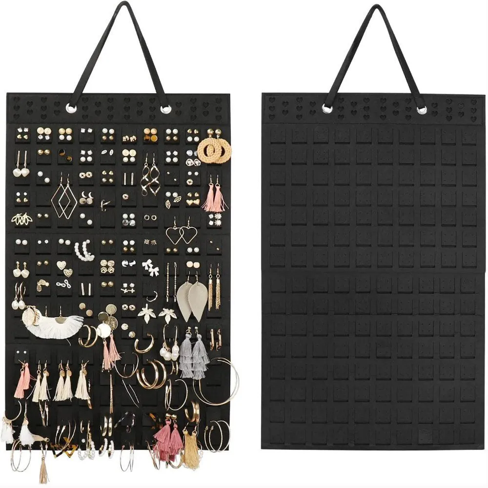 Necklace Organizer Hanging Jewelry Organizer Felt Decorative Wall Mounted Earrings Bracelet Storage Display Holder with 24 Hooks