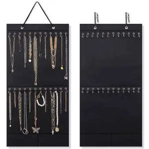 Necklace Organizer Hanging Jewelry Organizer Felt Decorative Wall Mounted Earrings Bracelet Storage Display Holder with 24 Hooks