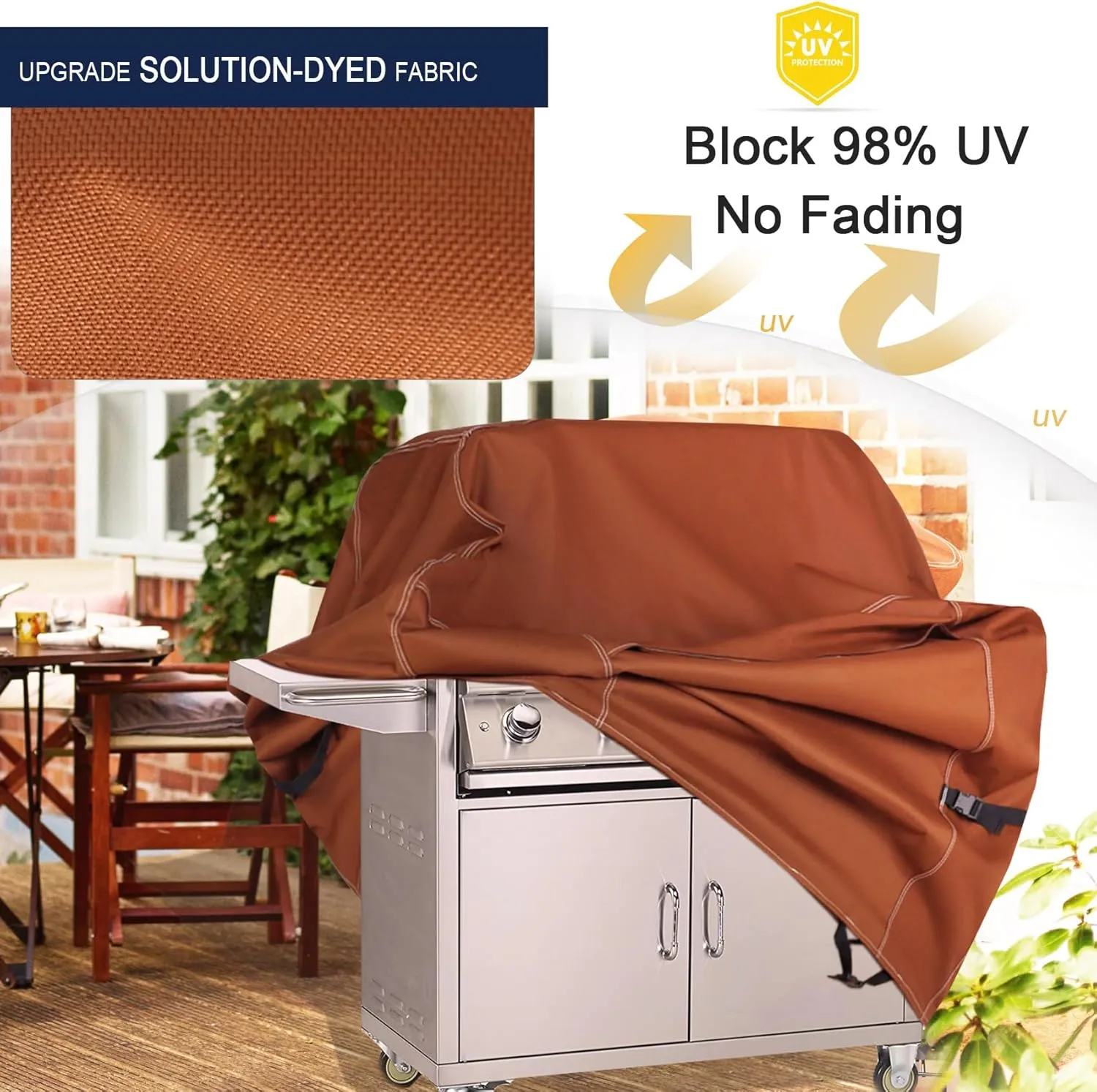 NettyPro Grill Cover Heavy Duty Waterproof 72 Inch, BBQ Gas Grill Cover for Large Weber, Char-Broil, Brinkmann, Jenn Air, Nexgrill Grills and More, Brown