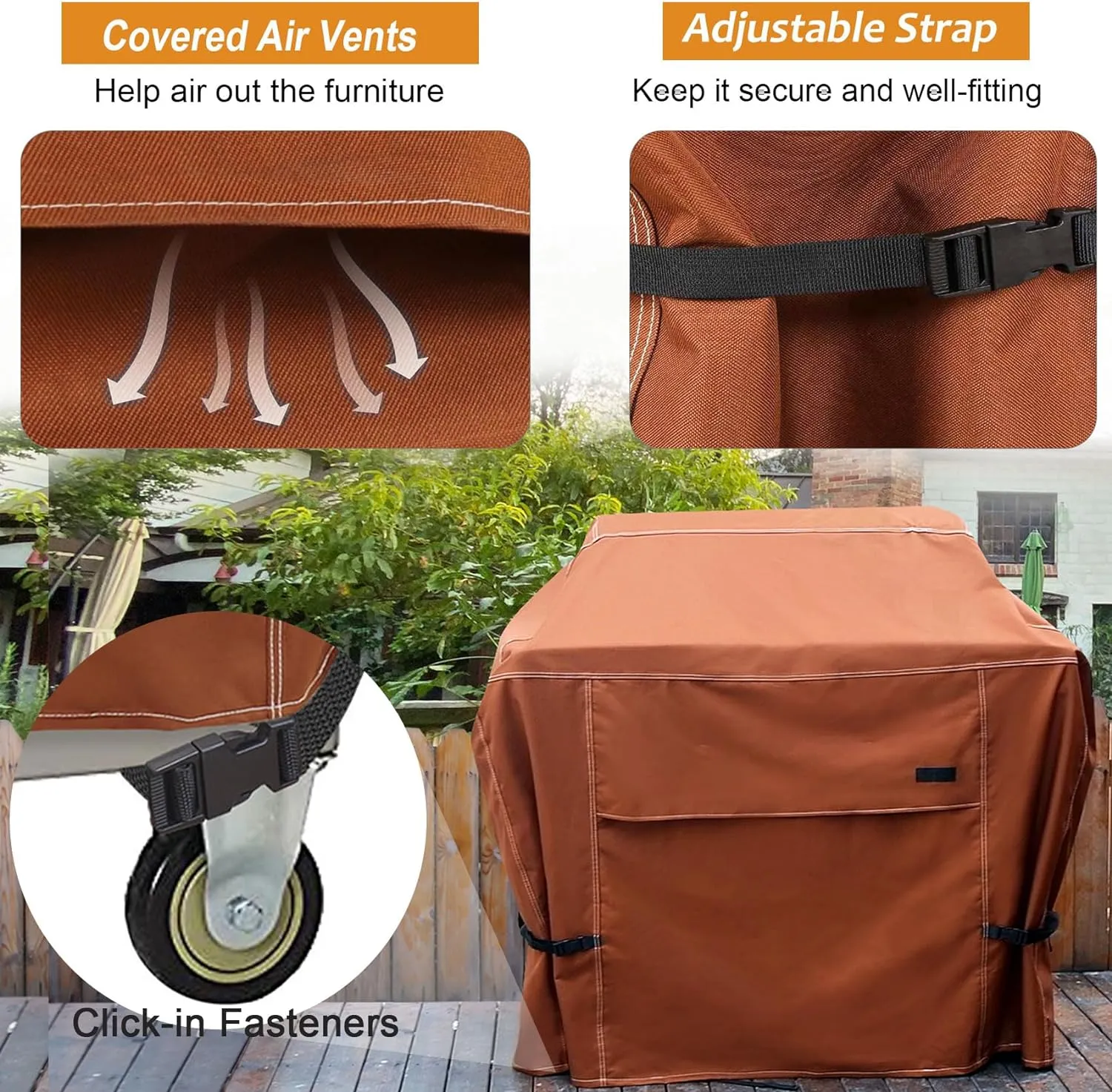 NettyPro Grill Cover Heavy Duty Waterproof 72 Inch, BBQ Gas Grill Cover for Large Weber, Char-Broil, Brinkmann, Jenn Air, Nexgrill Grills and More, Brown