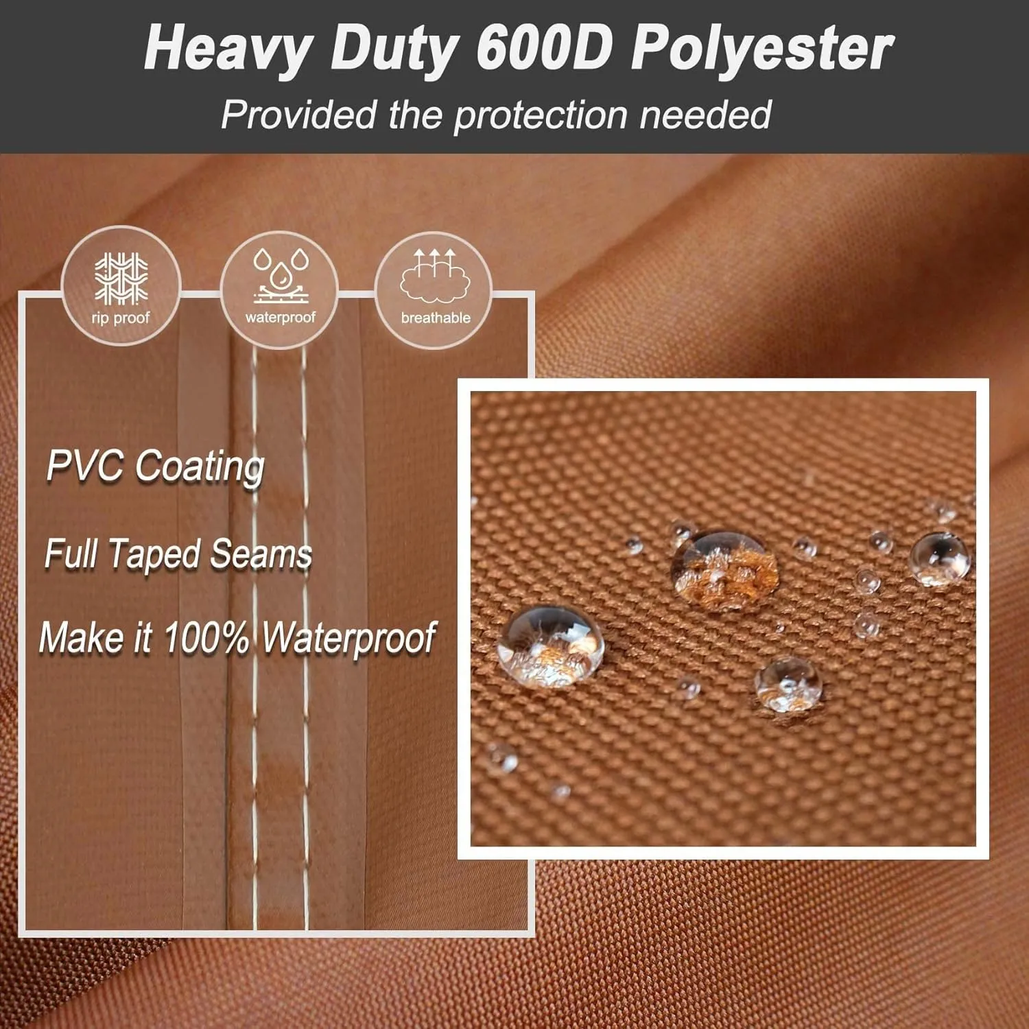 NettyPro Grill Cover Heavy Duty Waterproof 72 Inch, BBQ Gas Grill Cover for Large Weber, Char-Broil, Brinkmann, Jenn Air, Nexgrill Grills and More, Brown