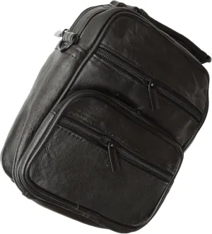 New Small Black Leather Organizer Shoulder Hand Bag Purse