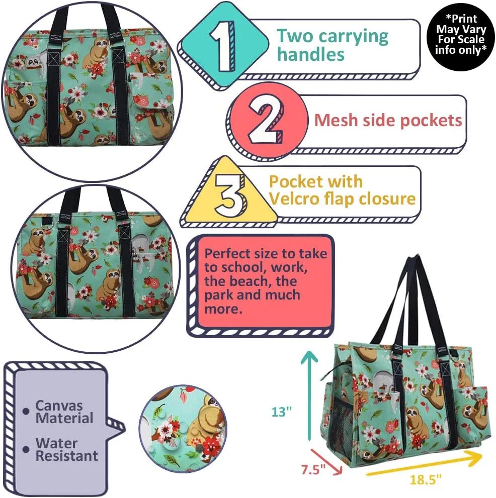 NGIL Crosshatch Solid Print Large Zippered Caddy Organizer Tote Bag (KHAKI)