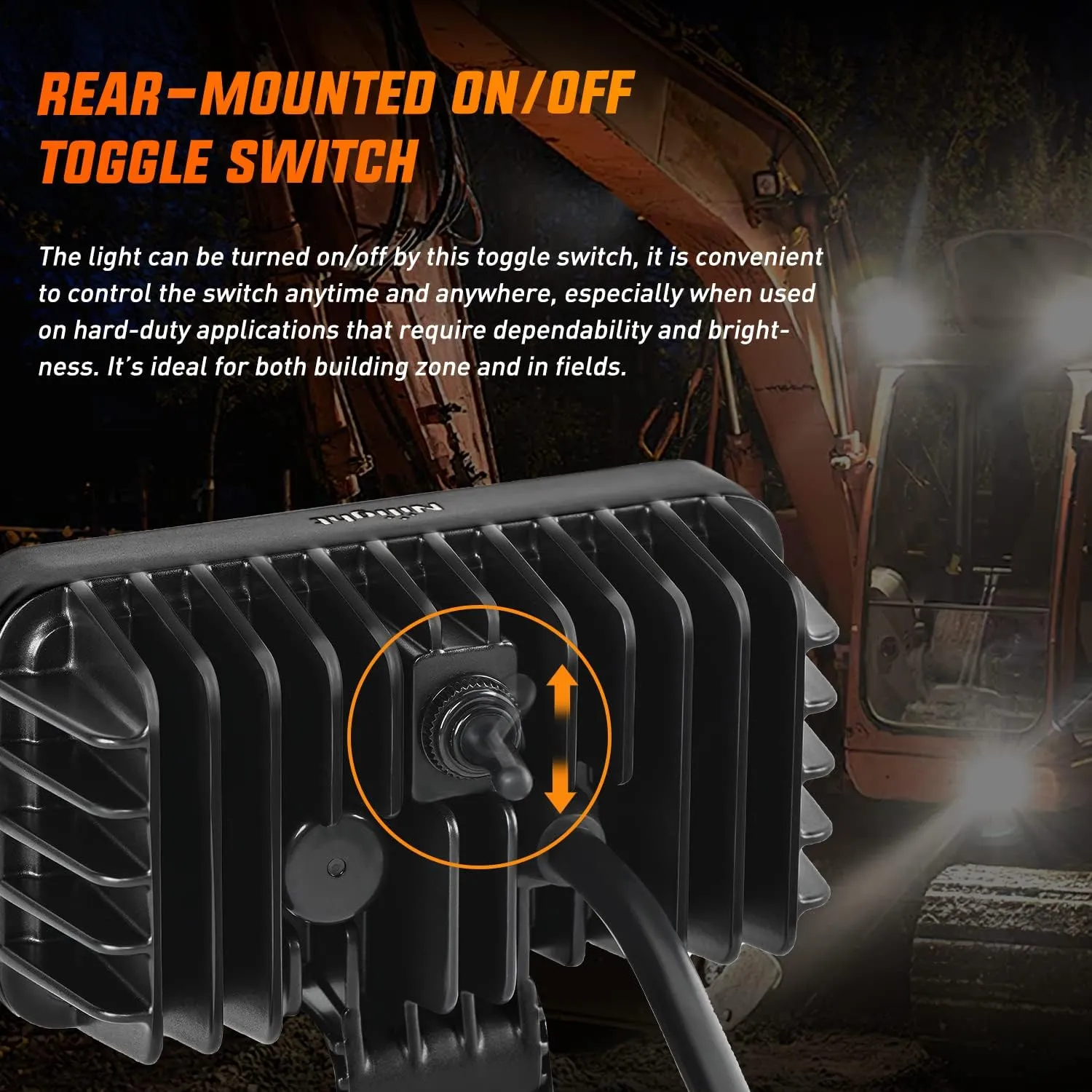 Nilight 4.4 Inch Square Utility LED Work Light W/Integrated Toggle Switch, 2PCS 36W 150° Flood Lamp for Offroad Heavy Equipment Vehicles Truck Tractor Golf Cart Boat ATV UTV