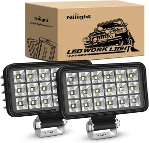 Nilight 4.4 Inch Square Utility LED Work Light W/Integrated Toggle Switch, 2PCS 36W 150° Flood Lamp for Offroad Heavy Equipment Vehicles Truck Tractor Golf Cart Boat ATV UTV