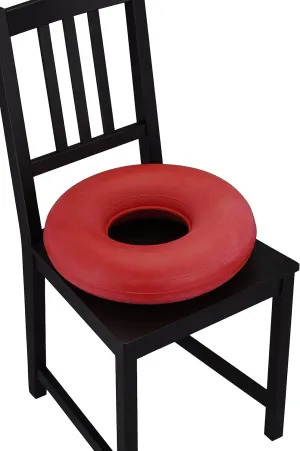 NOVA Inflatable Donut Cushion, Easy to Inflate and Deflate Seat Cushion, Durable Rubber and Easy to Clean Red 15 Inch Diameter