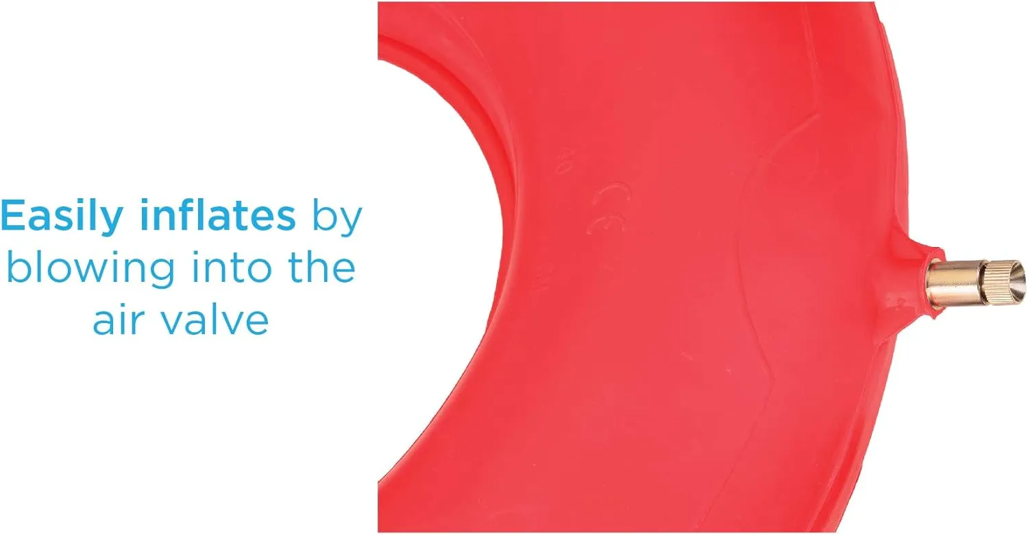NOVA Inflatable Donut Cushion, Easy to Inflate and Deflate Seat Cushion, Durable Rubber and Easy to Clean Red 15 Inch Diameter