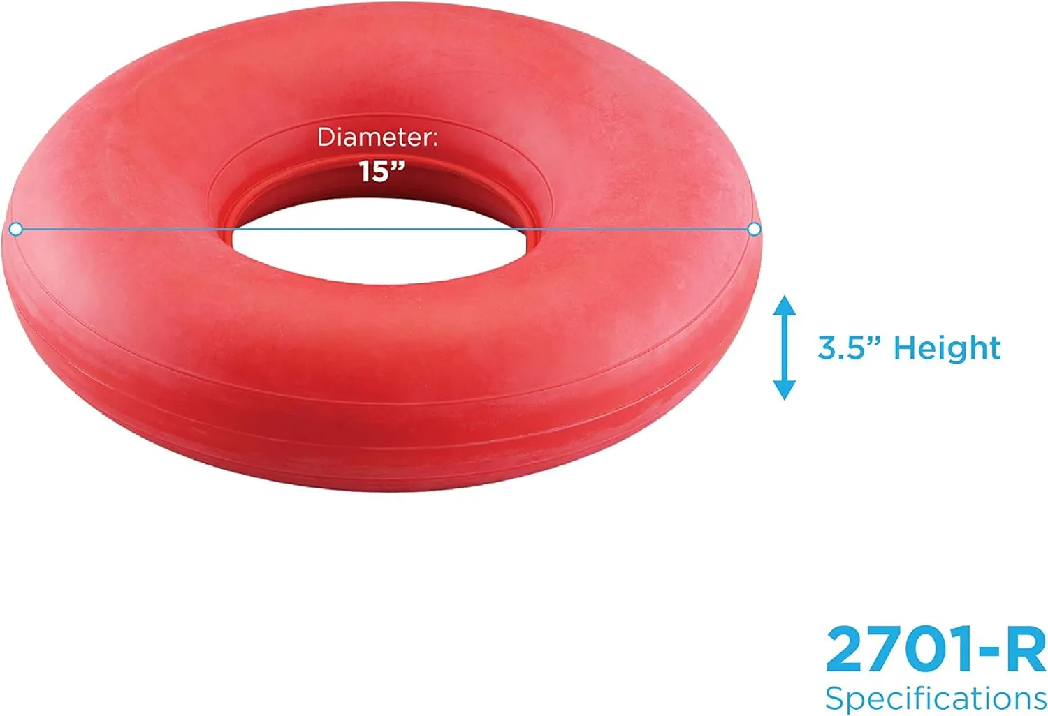 NOVA Inflatable Donut Cushion, Easy to Inflate and Deflate Seat Cushion, Durable Rubber and Easy to Clean Red 15 Inch Diameter