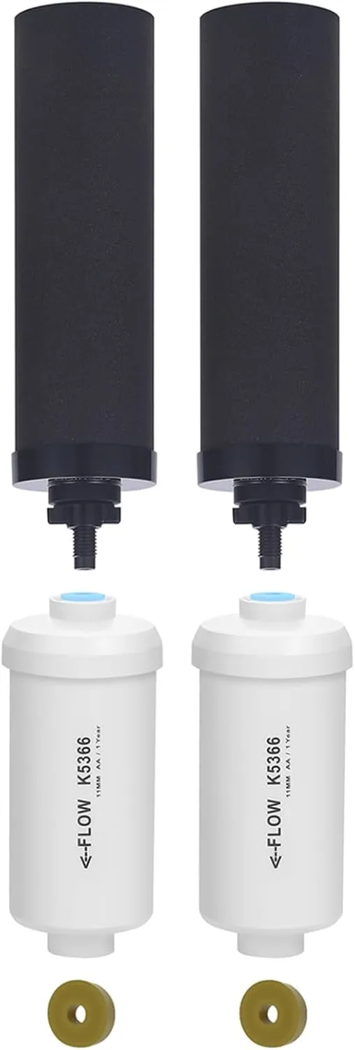 NSF/ANSI 375 Certified Water Filter, Replacement for Berkey® BB9-2® Black Filters & PF-2® Fluoride Filters Purification Elements and Berkey® Gravity Filter System, Pack of 4