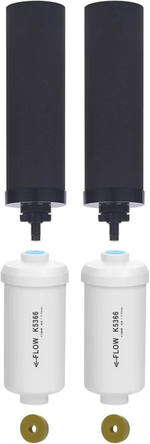 NSF/ANSI 375 Certified Water Filter, Replacement for Berkey® BB9-2® Black Filters & PF-2® Fluoride Filters Purification Elements and Berkey® Gravity Filter System, Pack of 4