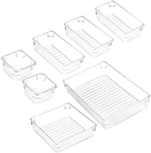 NUOBESTY Jewelry Organizer Box 7-piece Set Dividers Plastic Beauty Organizers for Cosmetics Storage