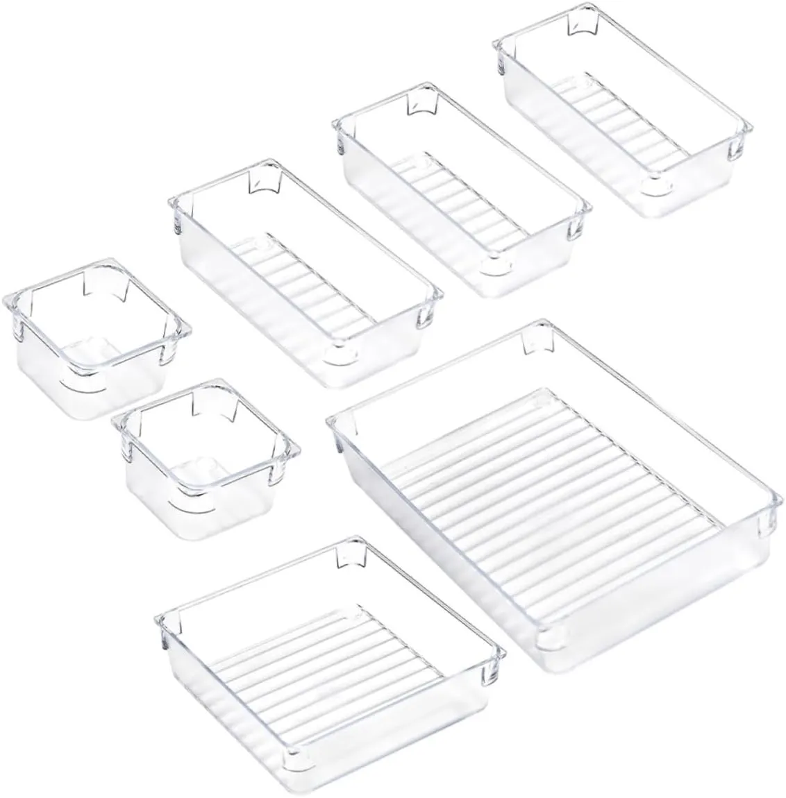NUOBESTY Jewelry Organizer Box 7-piece Set Dividers Plastic Beauty Organizers for Cosmetics Storage