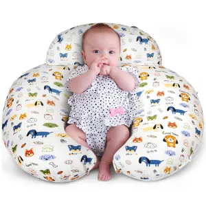 Nursing Pillow for Bottle and Breastfeeding, Ergonomic Design Support for Mom and Baby, Removable Cotton Cover, Machine Washable, Creamy White
