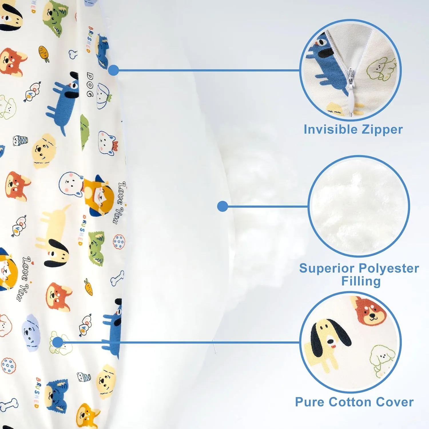 Nursing Pillow for Bottle and Breastfeeding, Ergonomic Design Support for Mom and Baby, Removable Cotton Cover, Machine Washable, Creamy White