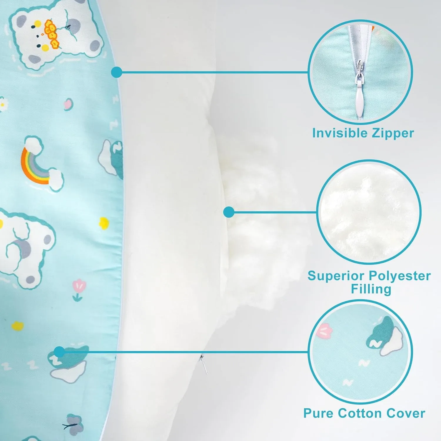 Nursing Pillow, Plus Size Ergonomic Design, Breastfeeding Pillows Support for Mom and Baby, Removable Cotton Cover, Machine Washable, Cambridge Blue