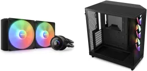 NZXT Kraken 280 RGB 280mm AIO CPU Liquid Cooler & NZXT H6 Flow RGB Mid-Tower Airflow Case with 3 RGB Fans