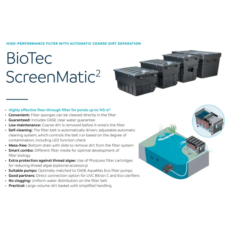 OASE BioTec ScreenMatic² Set 40000 - High-Performance, Low Effort Pond Filter 10000L