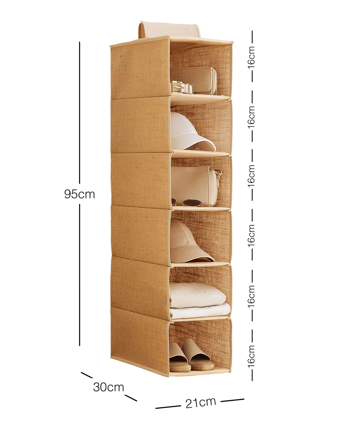 Ocean Home Textile Jute Hanging Storage With 6 Shelves