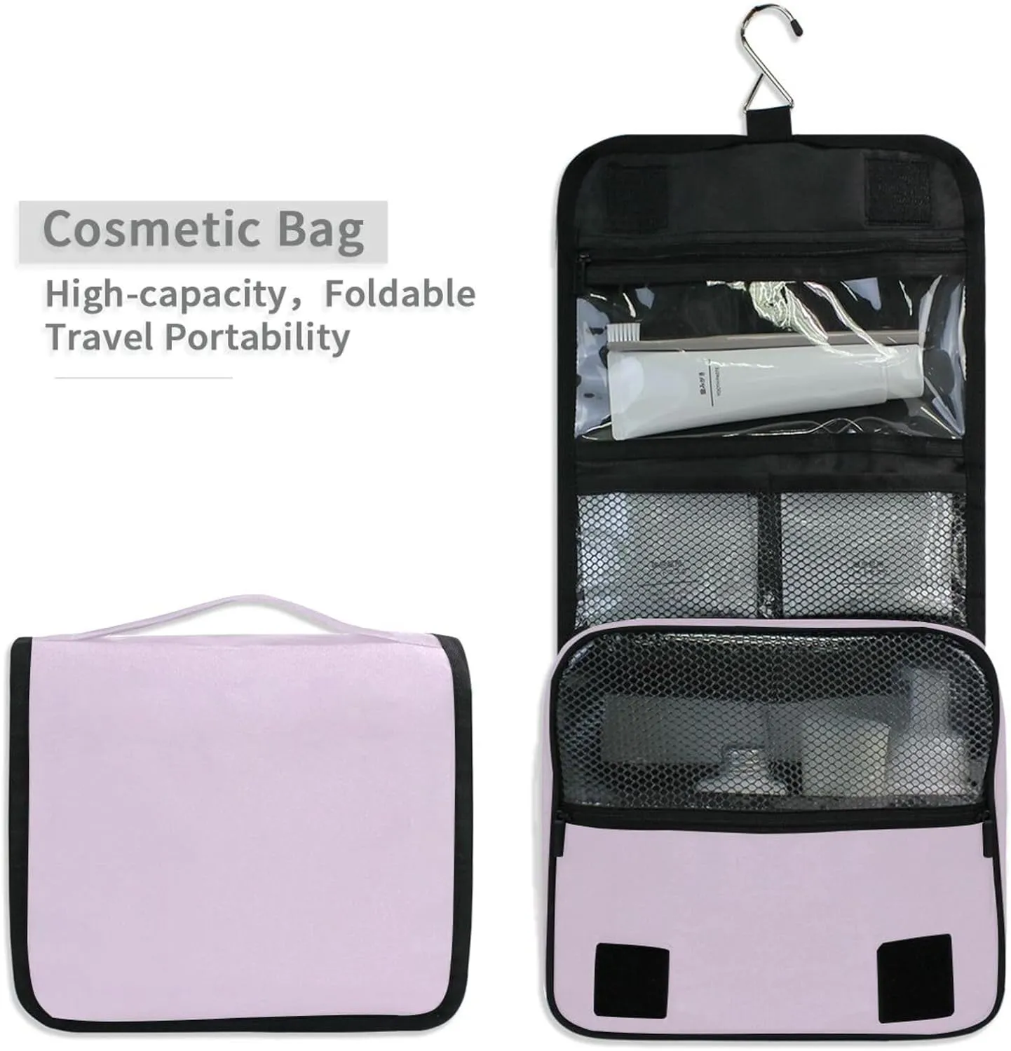 ODAWA Toiletries Bag Pail Lilac Large Capacity Hanging Cosmetic Case Travel Toiletry Bag for Women and Men