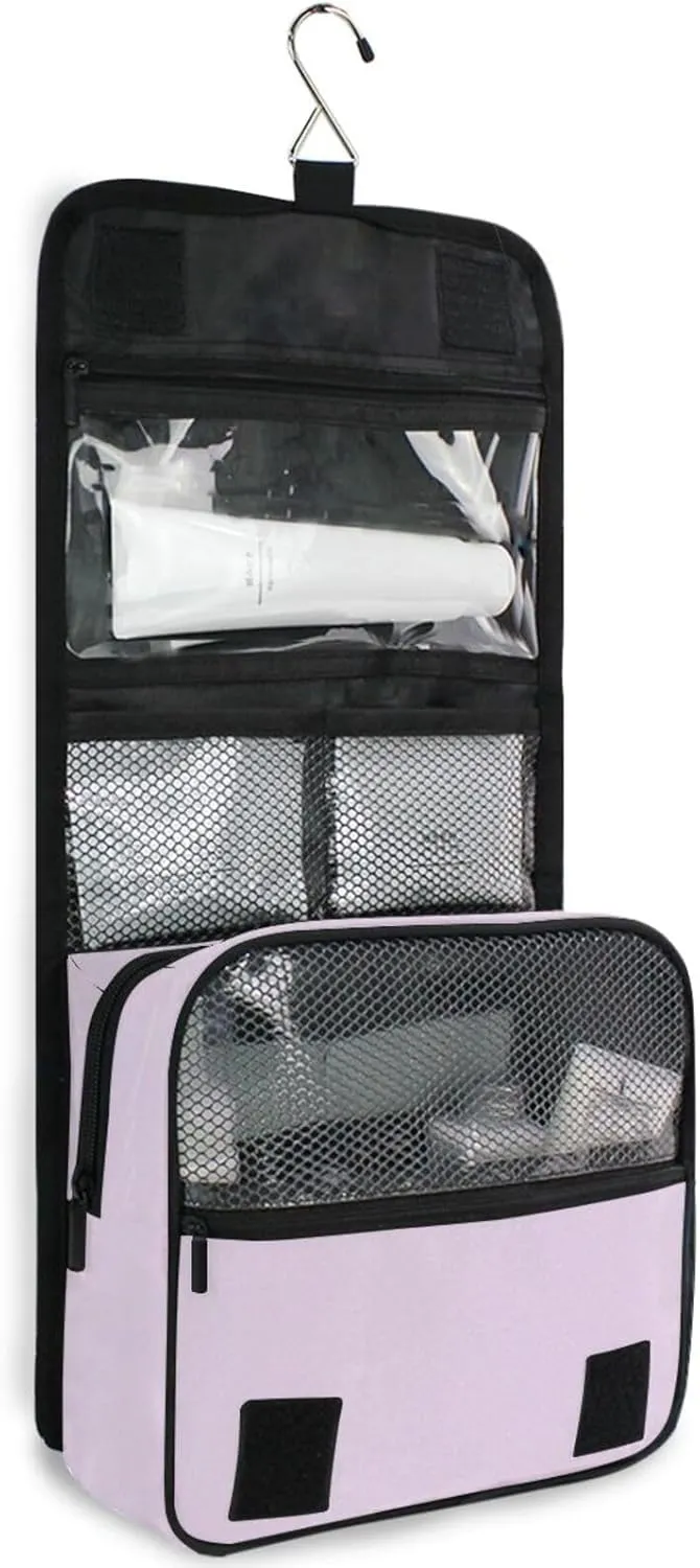 ODAWA Toiletries Bag Pail Lilac Large Capacity Hanging Cosmetic Case Travel Toiletry Bag for Women and Men