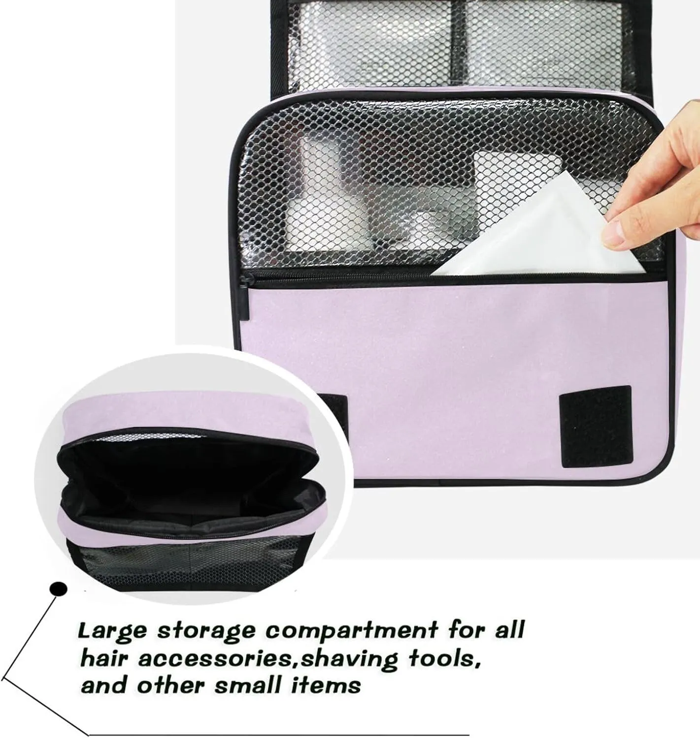 ODAWA Toiletries Bag Pail Lilac Large Capacity Hanging Cosmetic Case Travel Toiletry Bag for Women and Men