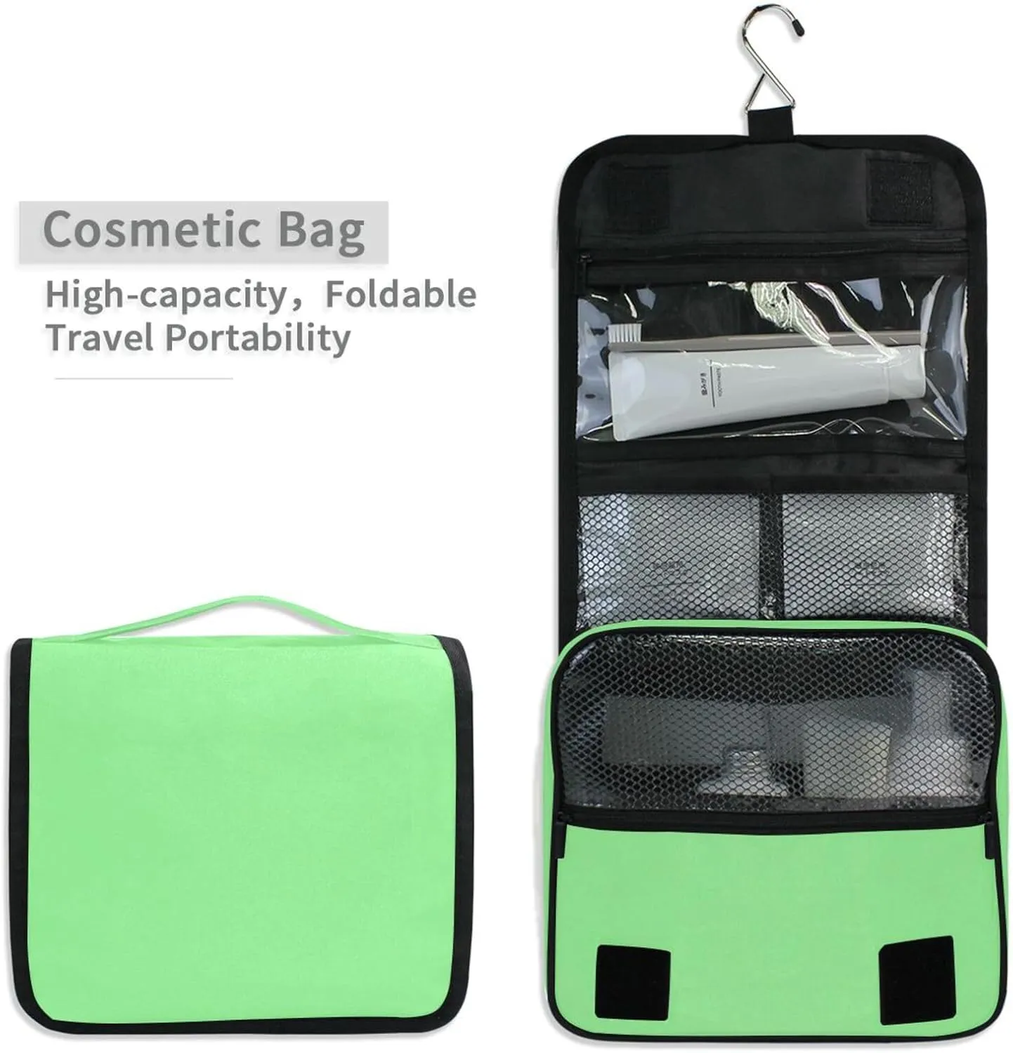 ODAWA Toiletry Bag Pale Green Hanging Cosmetic Toiletry Bag Travel Toiletry Makeup Bag for Women