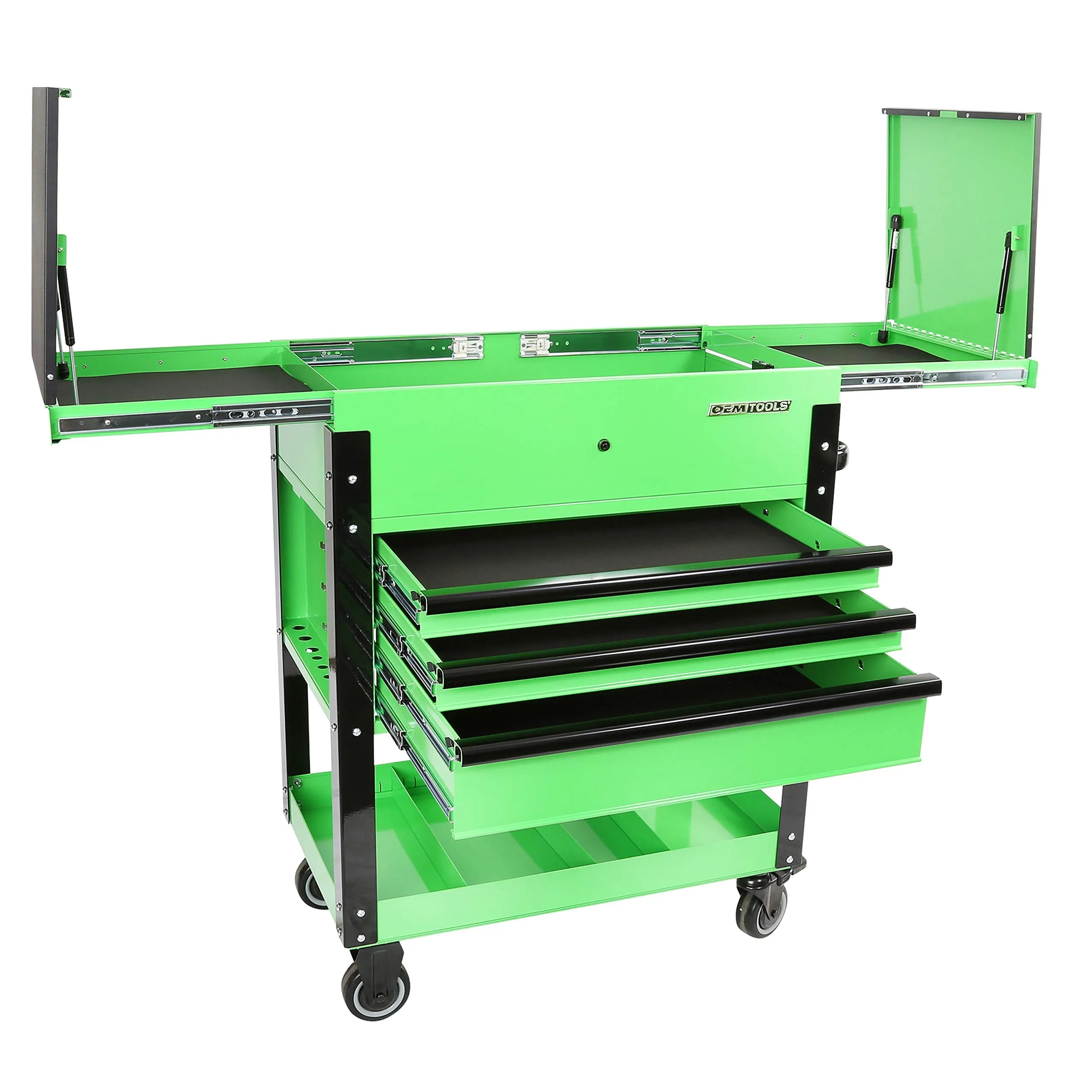 OEMTOOLS 24731 Automotive Rolling Tool Cart with Drawers, 3 Drawer Mechanics Rolling Tool Chest, Secure Locking System, Integrated Power Strip, Heavy Duty Steel Construction